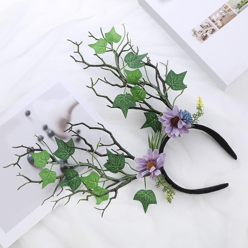 Blumen-Geweih-Haarreifen für Damen und Kinder, Rentier-Geweih-Haarreifen für Renaissance-Accessoires
