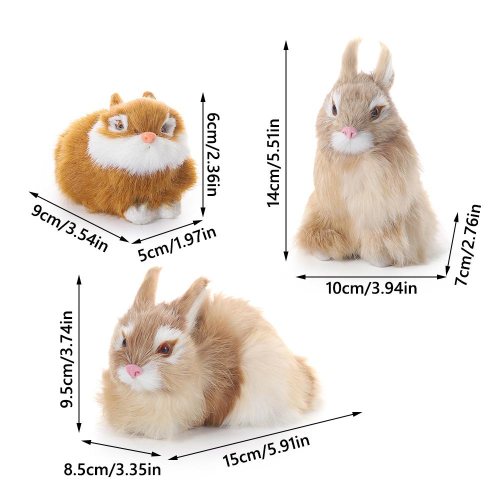 Mini Desktop Furnishings Lifelike Animal Rabbit Model Easter Rabbits Plush Toys Simulation