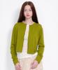 OPENING SUNSHINE Sheer Scallop Linen Cardigan Olive