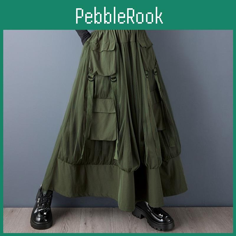 Size Waist Plus Mesh High Vintage Spring Summer Autumn Casual Loose Long For Woman Skirts Womens Skirt