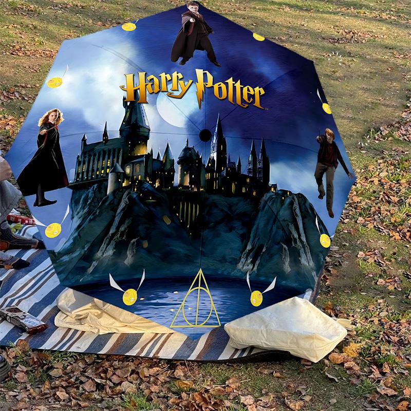 1PC Harry Potter Deathly Hallows Umbrella-8-Rib Reinforced, Automatic Open, Lightweight & Durable, Cute Fashion Accessory for Outdoor, D2637