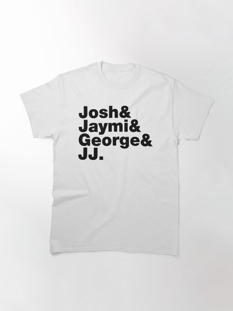 Westlife Josh _amp_ Jaymi _amp_ George _amp_ JJ (black Writing) Fitted Classic T-Shirt