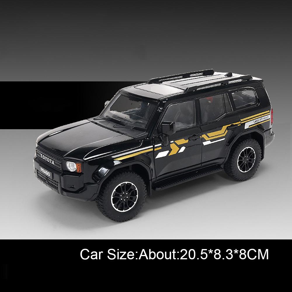 1:24 Prado FJ Cruiser Alloy Diecast Off Road Vehicle Model Toys Car Sound Light Pull Back Front Wheel Steering Festival Surprise