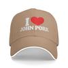 I Love John Pork Red Heart Baseball Cap White Letter Print Running Hippie Trucker Hat Unisex-Teens Streetwear Baseball Caps