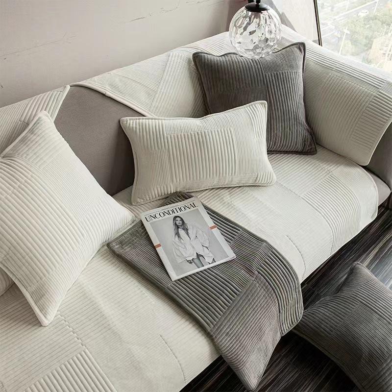 Modern Simple Milk White Fashion Sofa Cushion Thickened Non-Slip Sofa Cover Autumn And Winter Four Seasons Three-Person Sofa Cushion