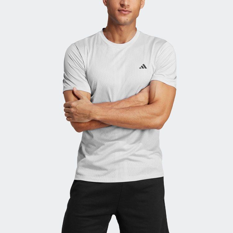 Adidas HIIT T Shirts Men's White Crew Neck Moderate Straight Fit HS7462