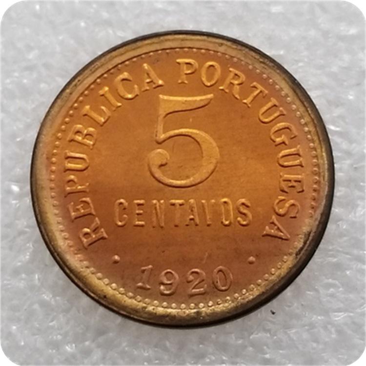Antique Portuguese 1920 Brass Commemorative Silver Dollar Coins