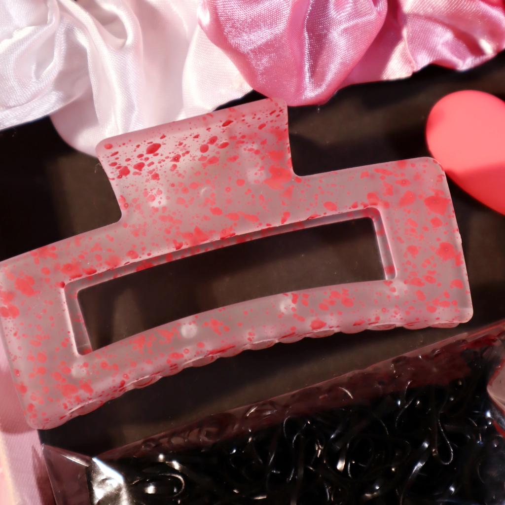 Pink Hair Accessories Set,Hair Scrunchies For Women, Love Hair Clip Pink Splashing Ink Hair Clip For Valentine's Day