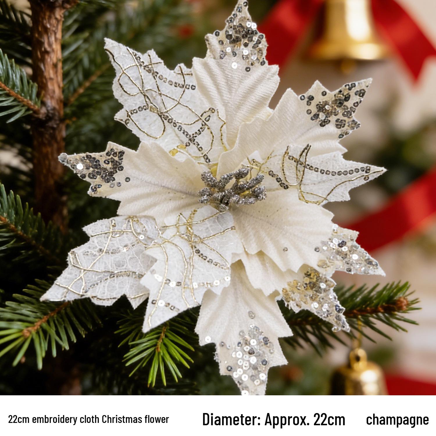 

Artificial Bauhinia Christmas Tree Velvet Flowers with Gold Powder