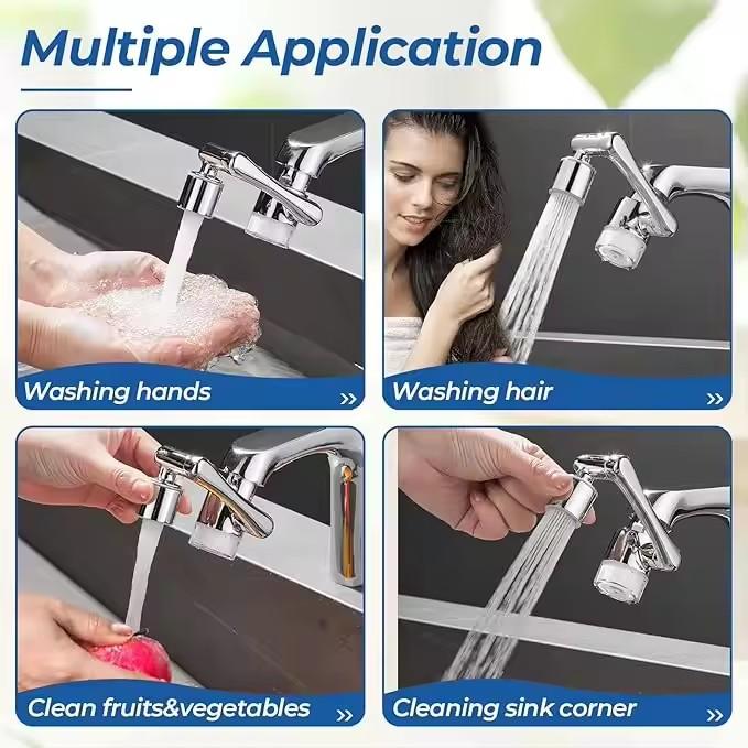 Metal 1080 Rotating Kithcen Faucet Extender with Filter 2 Modes Tap Aerator Splash Basin Swivel Robotic Arm Faucets Extension