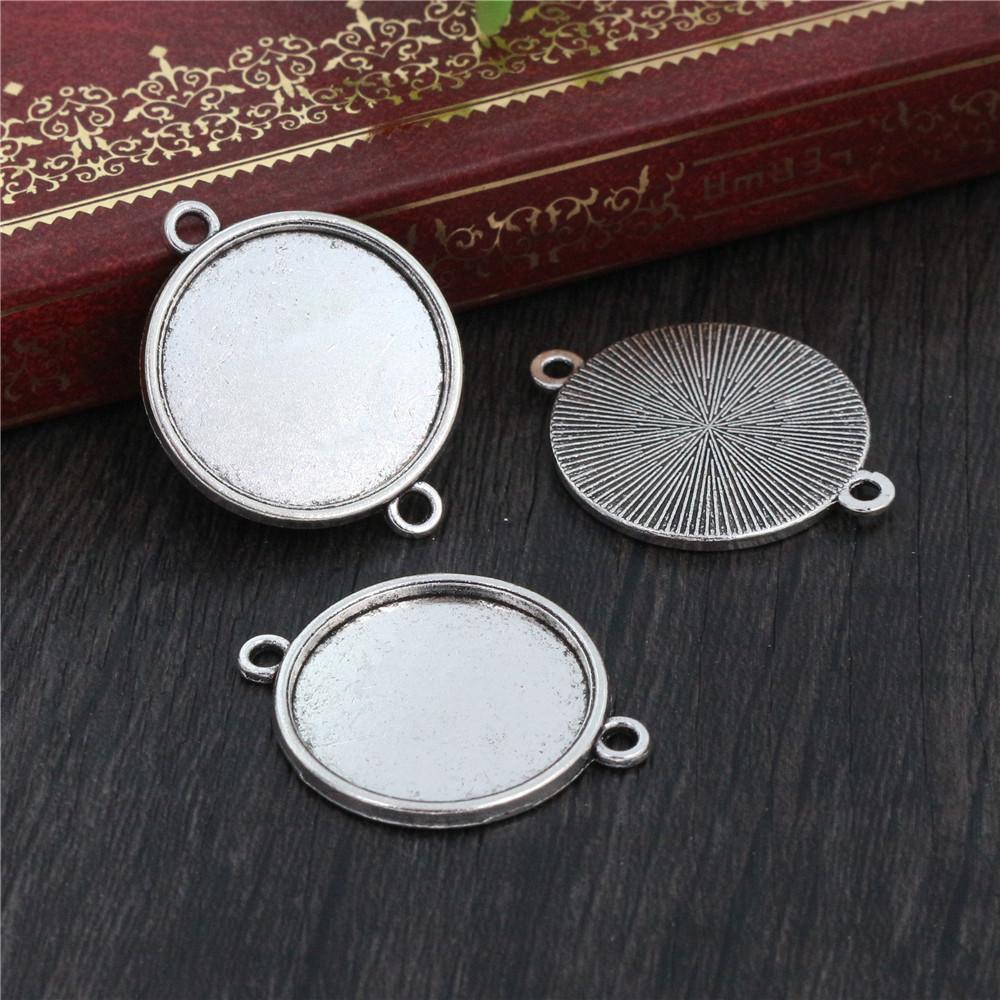 10pcs 20mm Inner Size Classic 5 Colors Plated One Sided Double Hanging Simple Style Cabochon Base Setting Charms Pendant