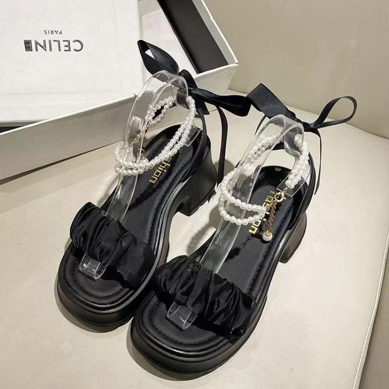 Fashion Women's Sandals Summer 2025 Chunky Heels For Woman Platform Sandals Korean Reviews Many Shoes White Small Heels Sandals Ladies