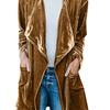 Damen Uni Langarm Samtjacke Offene Vorderseite Strickjacke Mantel mit Taschen Oberbekleidung