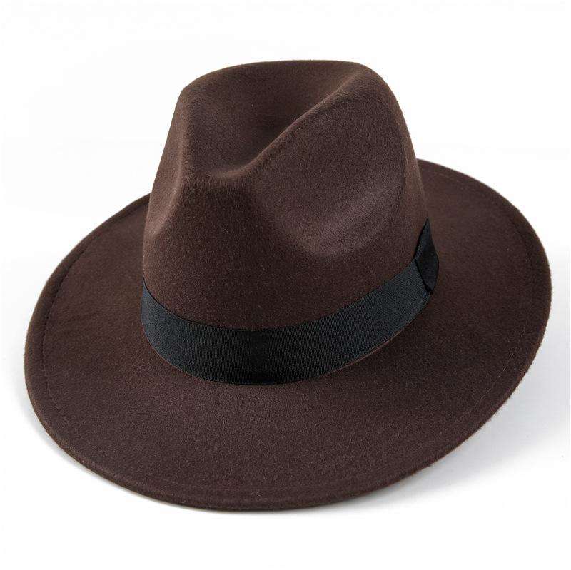 Autumn and winter woolen hat Shanghai beach retro black woolen hat gentleman's hat top hat British jazz hat