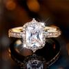 Female Crystal Cute White Square Zircon Stone Engagement Ring Luxury Gold Color Wedding Jewelry for Women Valentines Day Gift