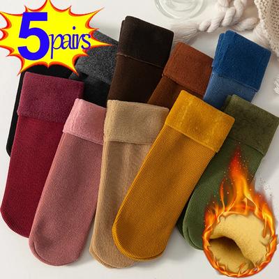 Lot de 5/3/1 paires de chaussettes d'hiver pour homme et femme, chaudes, épaisses, thermiques, pour la neige, pour dormir au sol, en laine et cachemire
