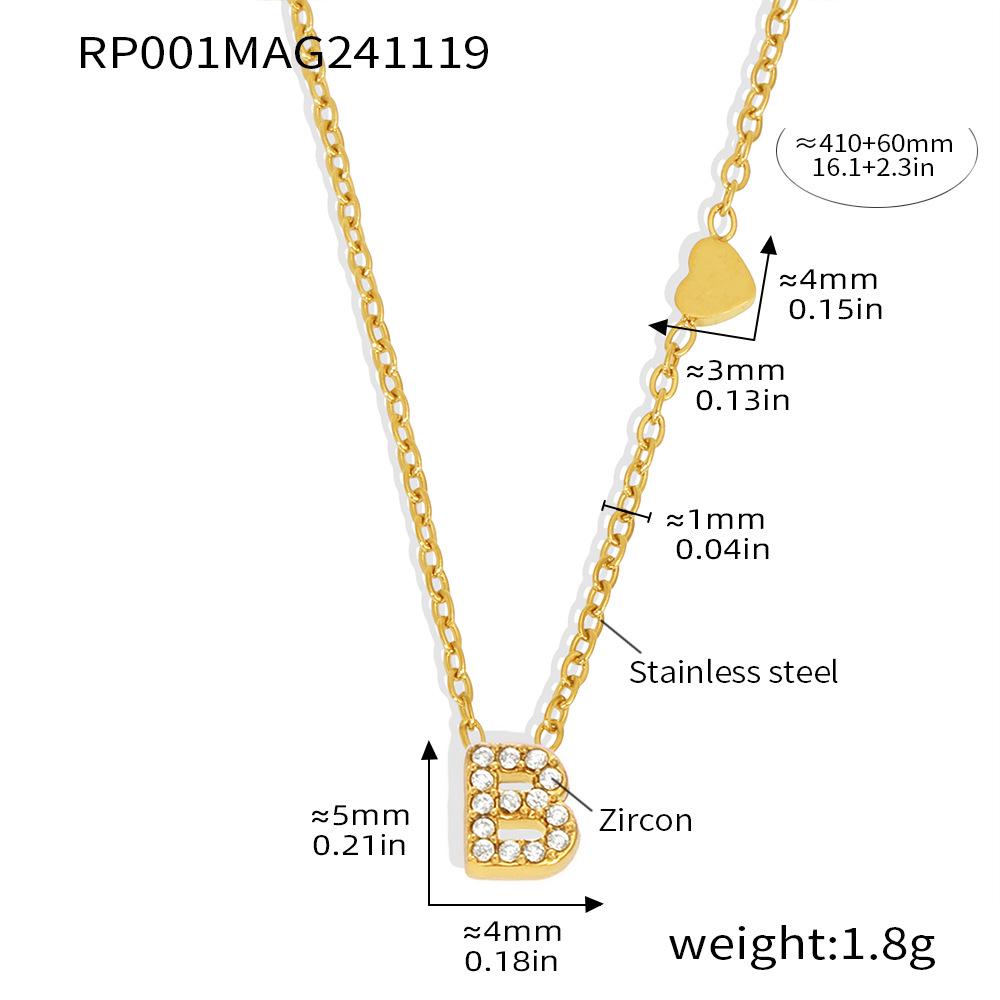 Qiong Yao 26-Letter Zircon Inlaid Jewelry Set: Gold-Plated Titanium Steel Necklace, Bracelet, Ring, and Stud Earrings.