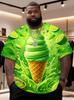 Tropischer Gorilla Wassermelone Grafik Herren T-Shirts Lustiger Tierprint Streetwear Oversized Lässig Sommer T-Shirt Mode Oberteil Kleidung