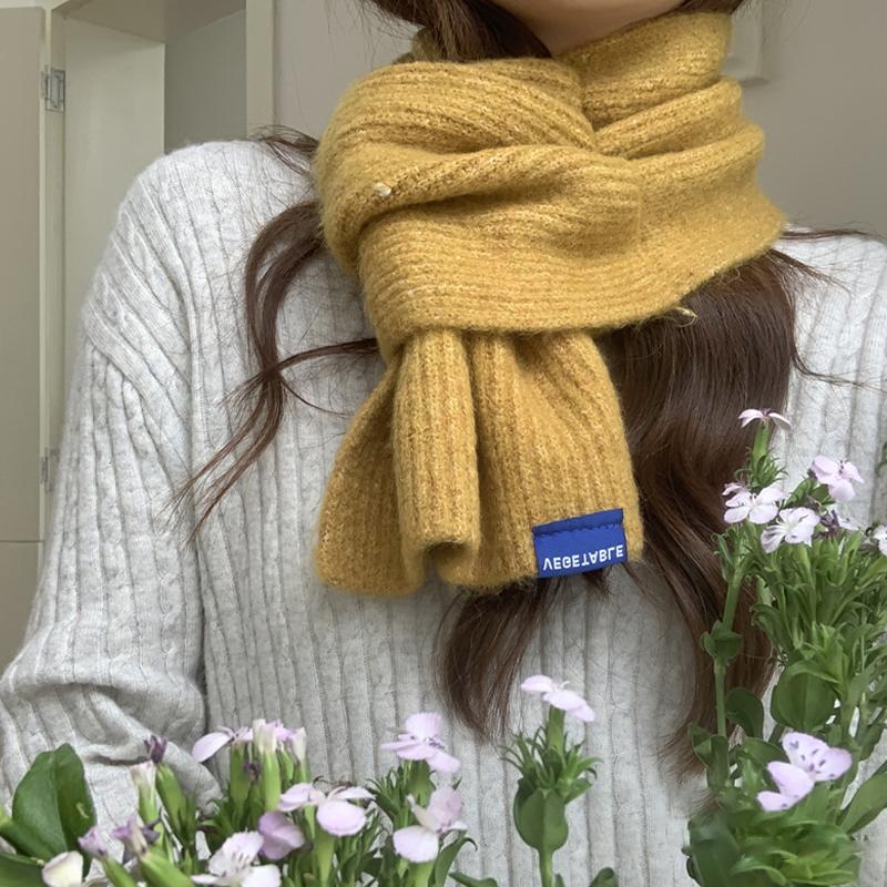 Neutral Short Solid Color Knitted Scarf Lazy Letter Autumn And Winter Warm Neck Protection Men And Women Mountaineering Scarf