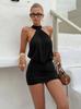 European and American women's clothing neck halter tight hip dress sexy hot girl fashion solid color party mini dress