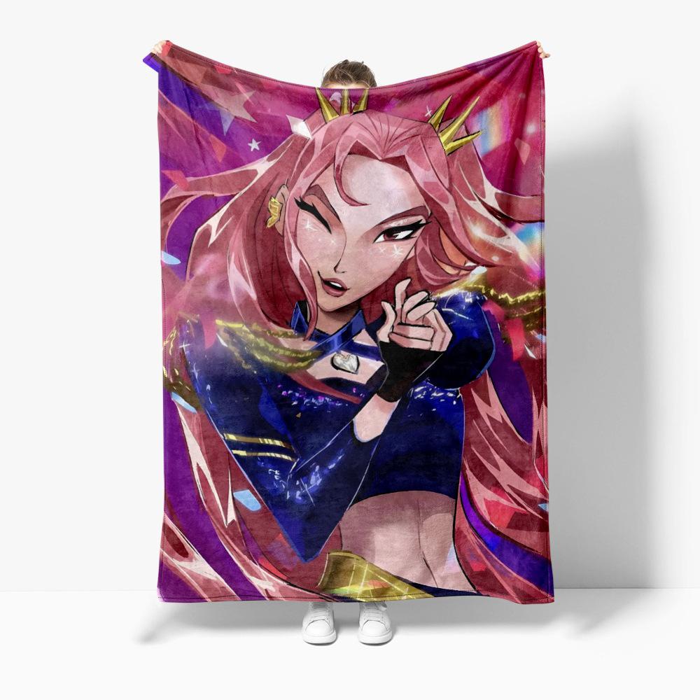Cartoon K Pop Demon Hunters Flannel Blanket Cover Warmth Winter Blanket Multifunctional Decorative Universal Blankets