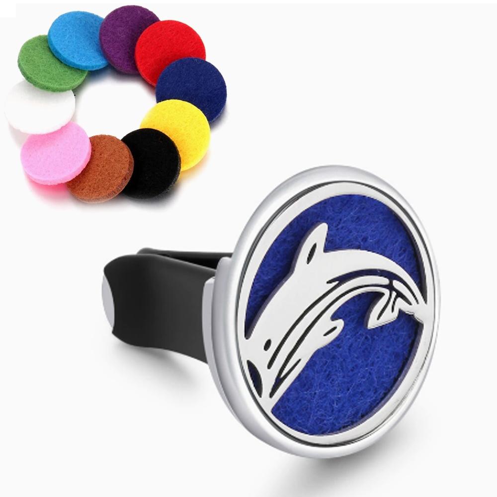 Car Aromatherapy Essential Oil Diffuser - Stainless Steel Vent Clip Air Freshener with 10 Refill Pads