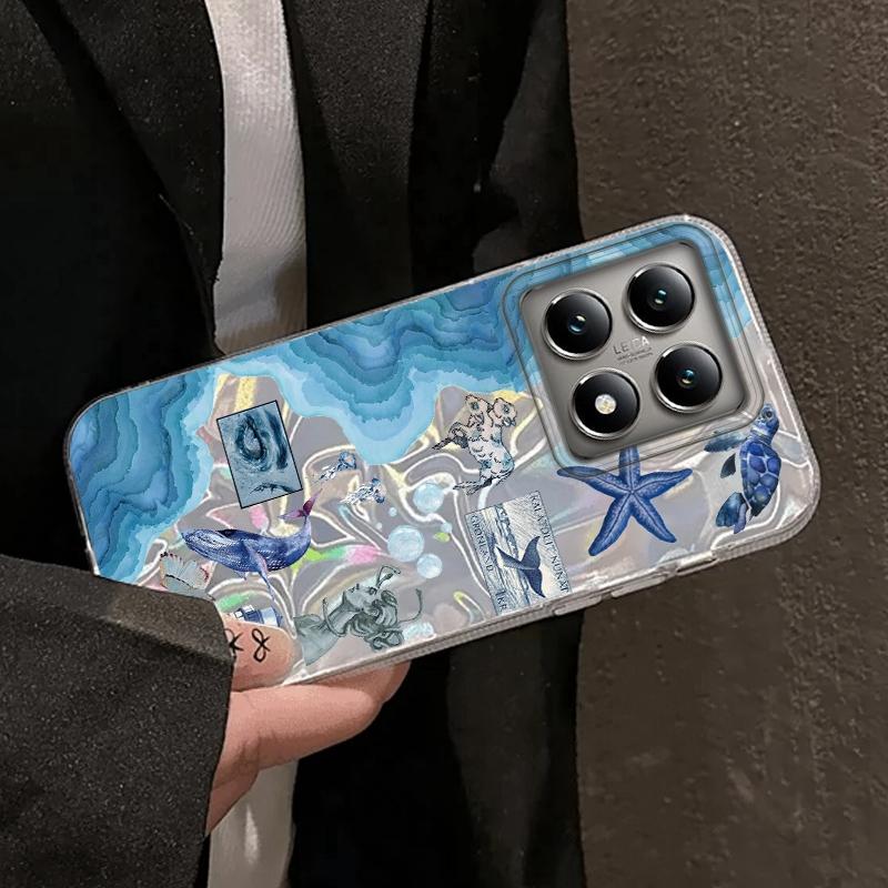 Retro Sun Marine Floral Eyes Girls Women Phone Case For Xiaomi 14T 13T Pro 14Tpro 13Tpro 11 Lite 5G NE Shockproof Fundas Cover