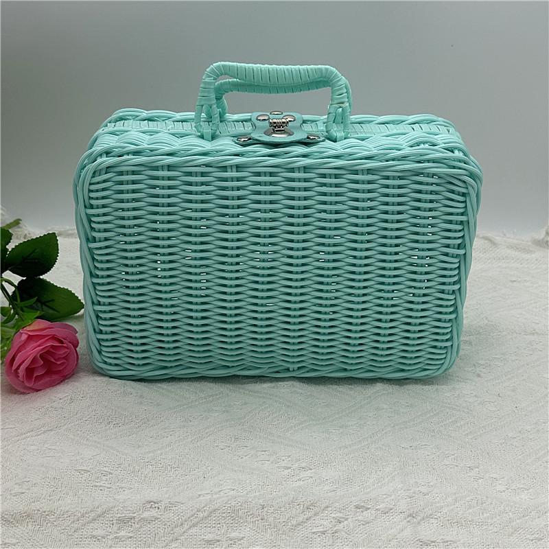 Valise à Cosmétiques Tissée en Rotin Imitation Boîte Cadeau Boîte Cadeau Nouvel An Chinois Boîte Cadeau de Mariage