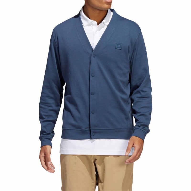 Men's adidas Logo Embroidered V Neck Long Sleeves Knitwear Blue HA9101