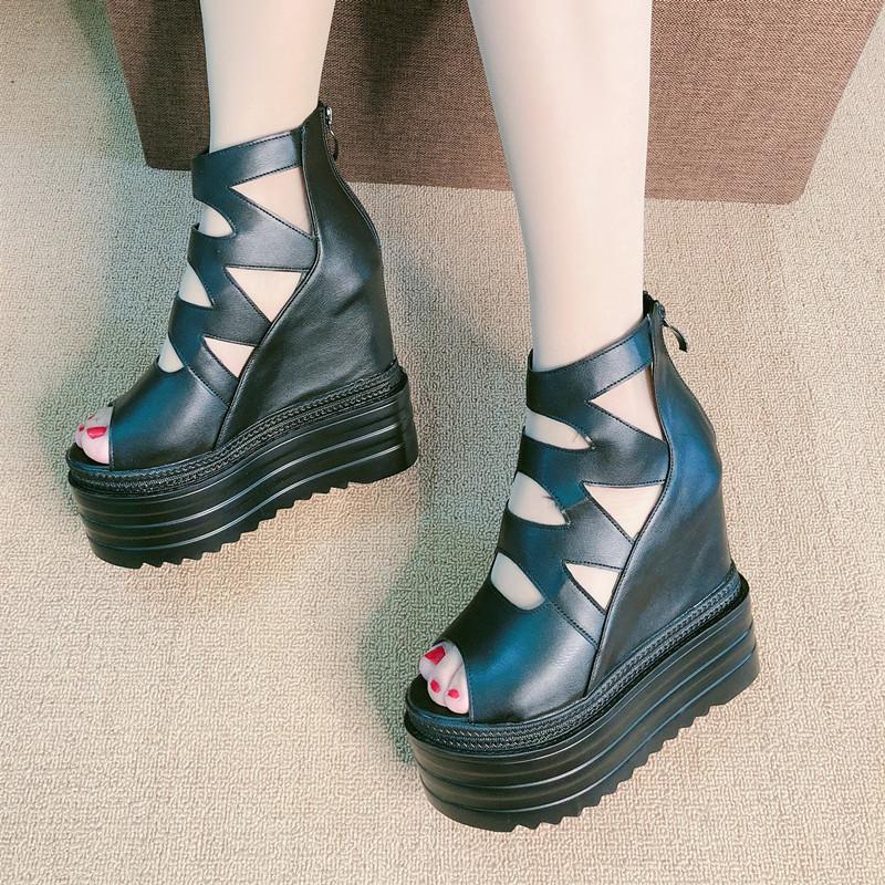 Fashion 15CM Women's Fish Mouth Wedge Sandals Thick Platform High-heeled Shoes wedges shoes for women  high heels