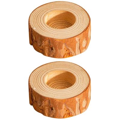 2 Pcs Log Stump Holder Candlesticks Table Centerpiece Tealight Household Wood Wooden Holders for Votive