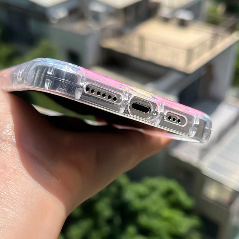 1pc Colorful Flower Pattern Air Cushion Transparent Anti-drop TPU Mobile Phone Case for IPhone 16 15 14 13 12 11Promax XS Max XR X XS 8 7 Plus