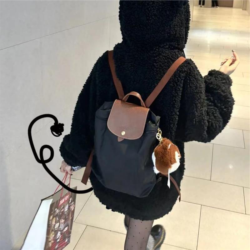 

Рюкзак нейлоновый школьный женский водонепроницаемый студенческий новый спортивный рюкзак для путешествий легкий складной досуг чёрный