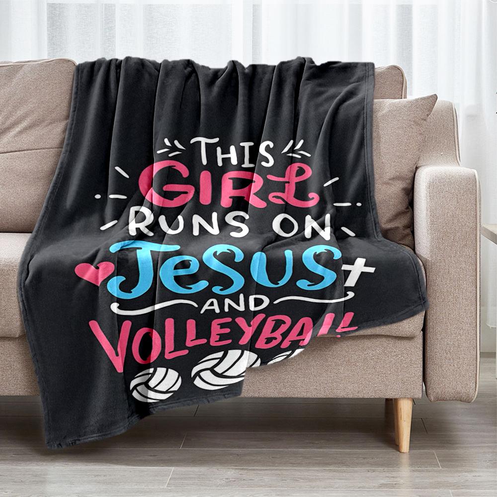 Volleyball Theme Printed Blanket - Perfect for Couch, Bed, Travel & Outdoor Use | Machine Washable, Cozy & Durable.