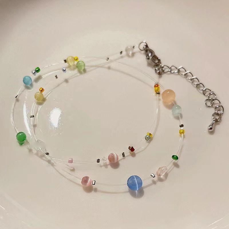 

Богемный чокер с бусинами из рыбьей лески, пляжные украшения цвета конфет, летнее ожерелье на ключицу для женщин, очаровывающее невидимое чокер с леской
