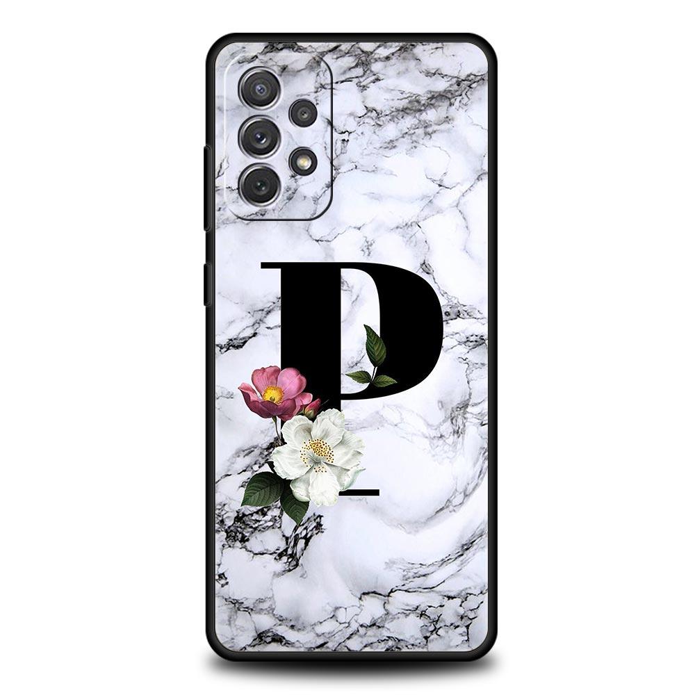 Letters Flower English Marble Phone Case For Samsung A17 A07 A55 A35 A25 A15 A05 A33 A31 A23 A21s A13 A41 A73 A53 A51 A71 Cover