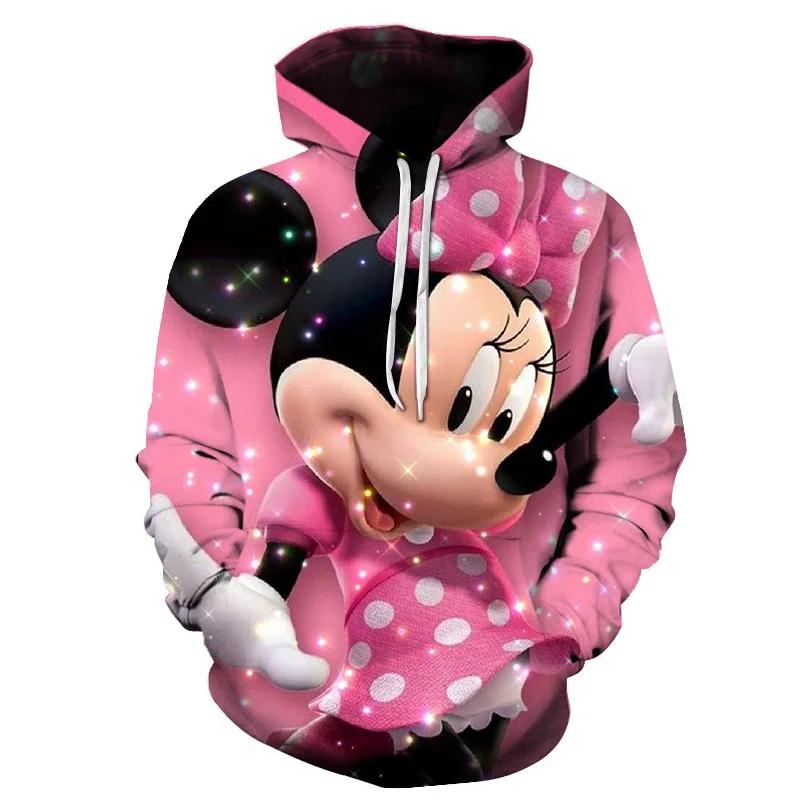 Disney-Moletons Masculinos E Femininos Minnie Mickey Mouse, Streetwear Casual De Hip-hop
