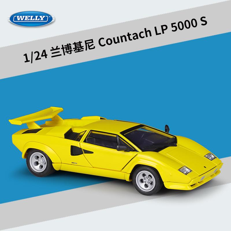 WELLY 1:24 Lamborghini Countach Supercar - Ikonisches Keildesign & Scherentüren, Offiziell lizenziertes Legierungs-Druckguss-Modellauto
