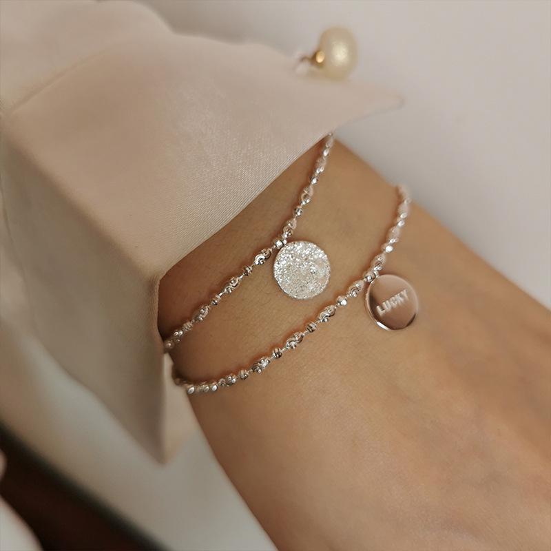 

S925 Серебро Корейский Стиль Женский Блестящий Браслет-Бэнгл с Буквой, Ожерелье, Ювелирные Изделия