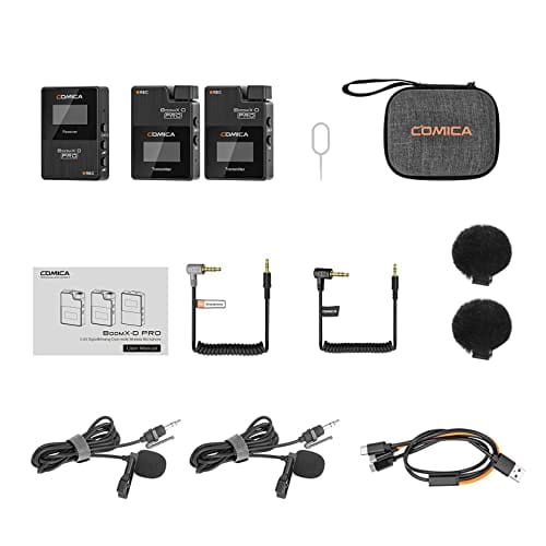 COMICA BoomX-D PRO Wireless Microphone System [8G Onboard Recording, 200M Transmission Range, Noise Cancellation] 2.4GHz Clip-on Omnidirectional Video