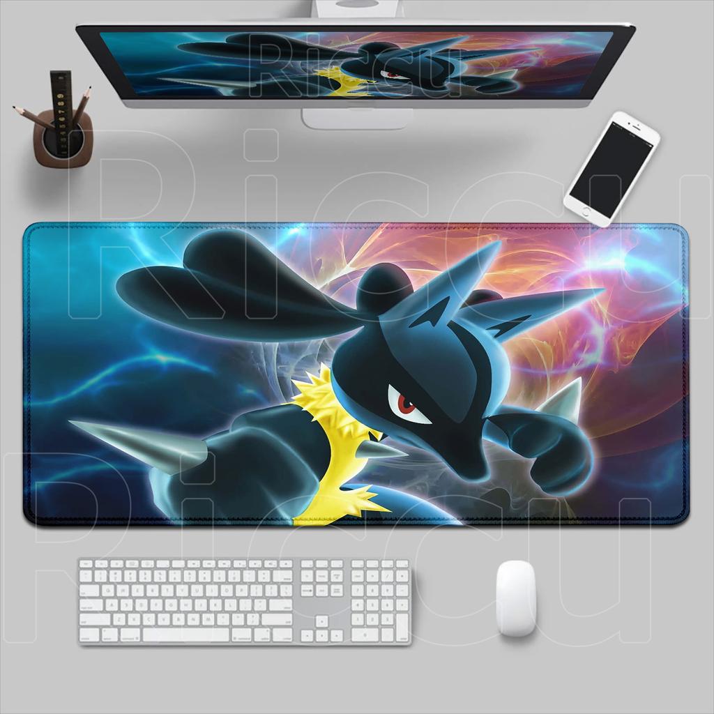 Pokemon Lucario Mouse Pad Non-slip Rubber Gaming Desk Mat Laptop Game XXL Keyboard Mice Mat Cabinet 900x400mm Mousepad HD Carpet