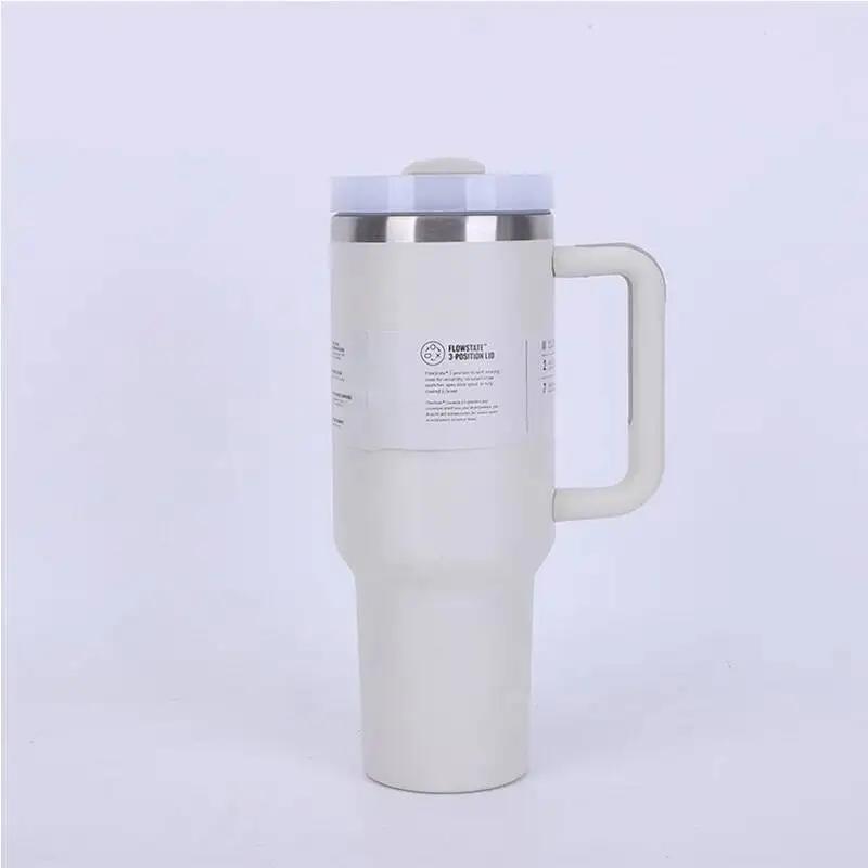 

40oz stainless steel vacuum insulated tumbler with lid and straw, large capacity travel mug for coffee water, hot cold drinks Below 50ml білий