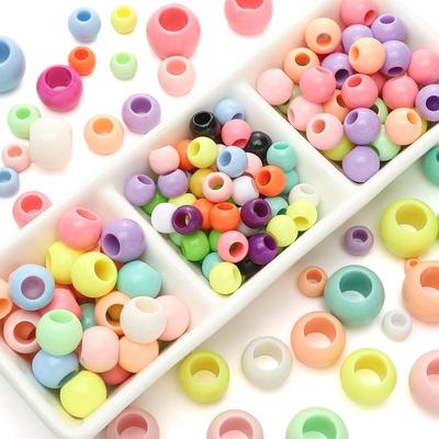 Ice Cream Color Macroporous Beads Acrylic Large Hole Beads 6-20mm for DIY Jewelry