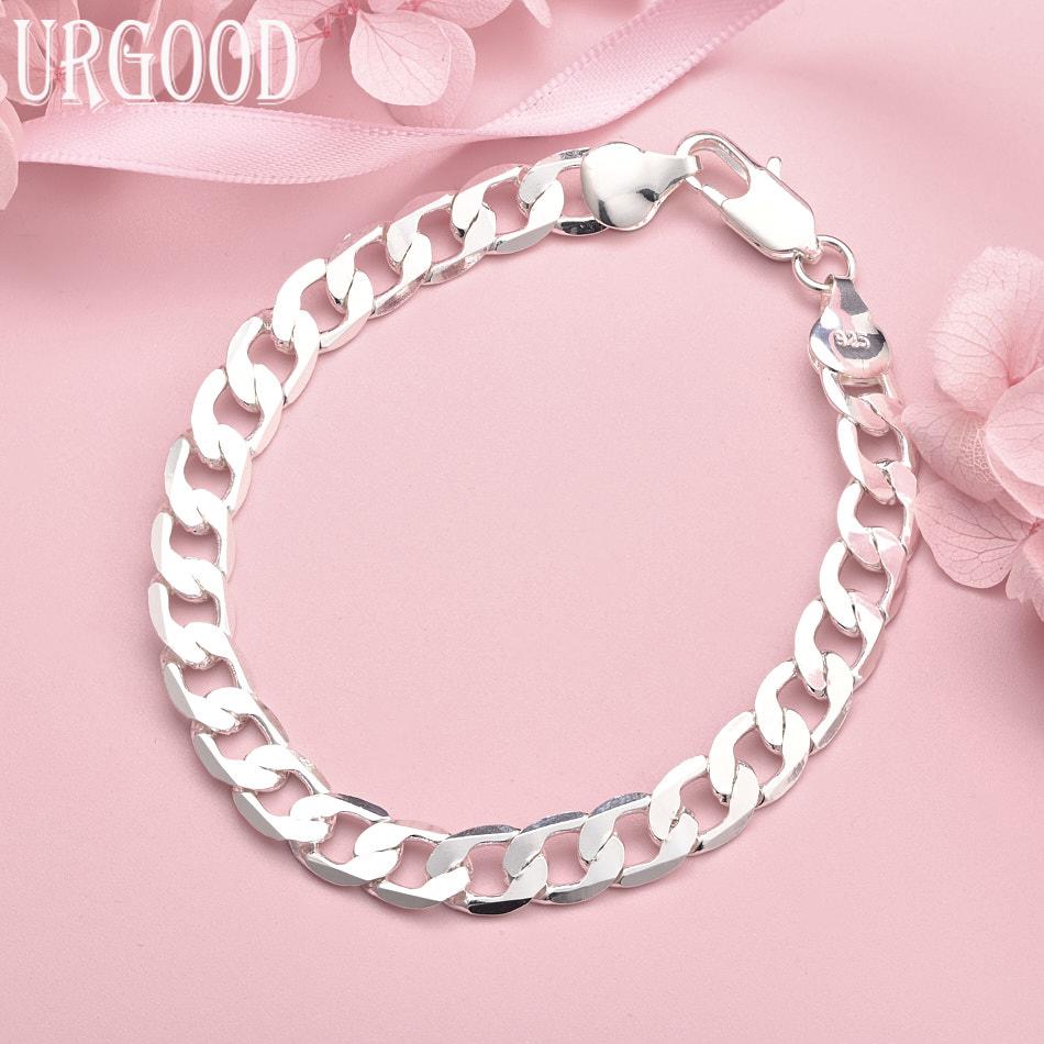 

Браслет из стерлингового серебра 925 пробы 8 мм с боковым расположением, Свадебные украшения 20cm