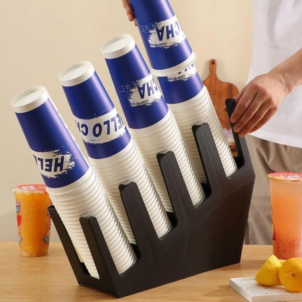 Plastic Disposable Cup Holder 2/4 Grids Counter Paper Cup Stand  for Coffee Milk Tea Shop Bar