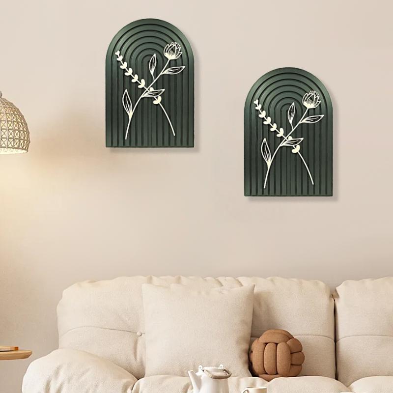 1PC Wooden Arch Kitchen Dresser Ornaments Bedroom Dark Green Living Room Wall Shelf Bohemian