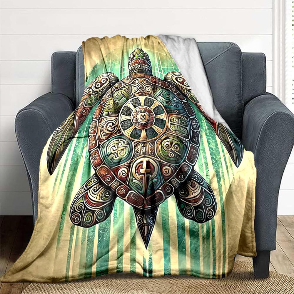 1pc Turtle Artwork Blanket Lightweight Flannel Blanket Throw Blanket For Sofa, Bed, Travel, Camping yy2509026159