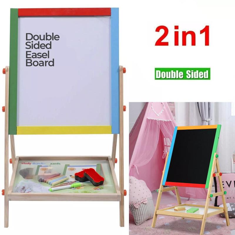 2 1 In Adjustable Bla White Wooden Easel Ding Chalk Board Childs Art Craft Toy