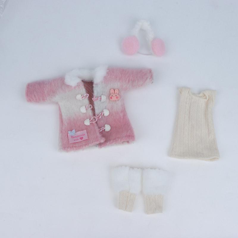 1 Set 1/6 Doll Outfit Kit 30Cm Doll Clothes Pretty Dress Hat Winter Coat Girl Toy Gift Doll Accessory No Shoes And Doll