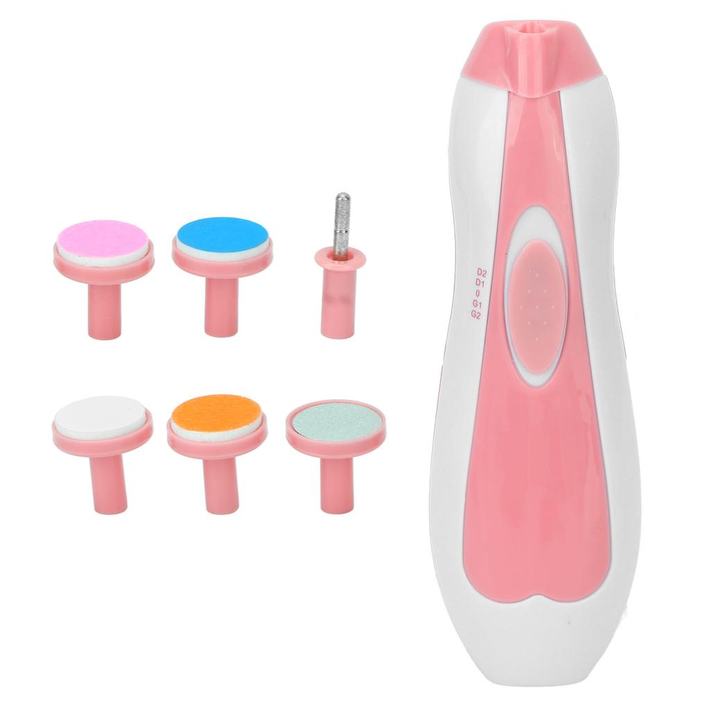 Baby Electric Nail Grinder Low Noise Manicure Care Portable Infants Nail File with 6 Grinding Hd